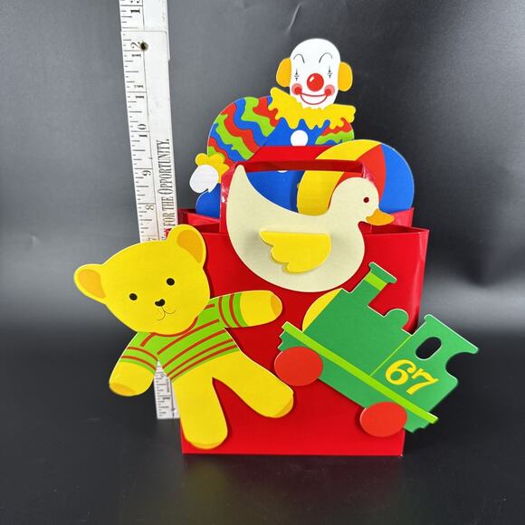 Vintage Paper Lightworks Paper Kids Room Fun Light Lamp Clown Duck Bear Train - Picture 7 of 16